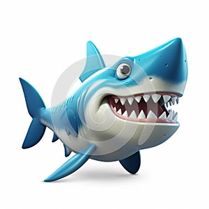 Shark 3d Icon: Cartoon Clay Material With Nintendo Isometric Spot Light