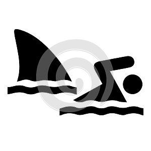 Shark attack vector icon eps 10. Fish fin and swimmer symbol. Simple isolated illustration