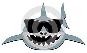 Shark with Big Teeth and Sunglasses Isolated with Clipping Path