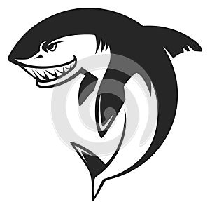 Shark black icon. Ocean predator danger logo