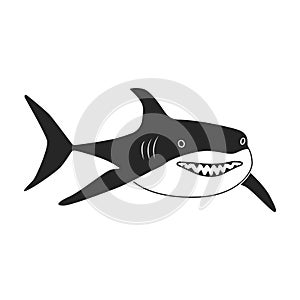 Shark black vector icon.Black vector illustration fish of sea. Isolated illustration of shark icon on white background.