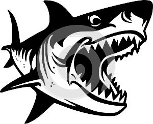 Shark - black and white vector illustration