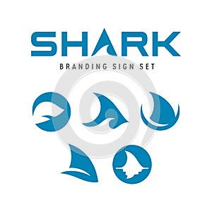 Shark branding signs set. Vector illustration.