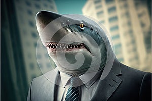 Shark business man, stock market, financial investments, Generative Ai