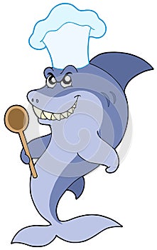 Shark chef with spoon