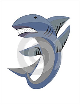 Shark colored as emblem, symbol, logo