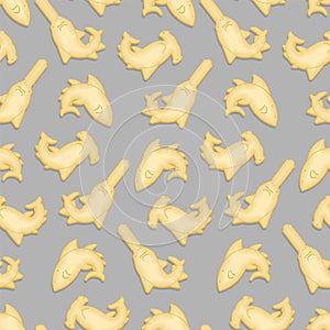 Shark cracker shape pattern seamless. fish shaped cookies background