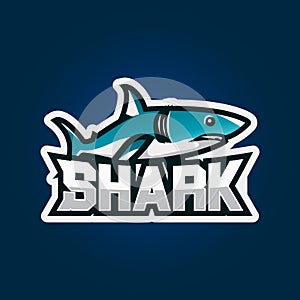 Shark esport gaming logo design. Shark gaming emblem logo design illustration