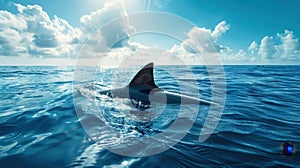 A shark fin in ocean.AI generated image