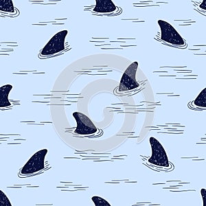 Shark fin seamless pattern.