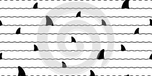 Shark fin Seamless pattern  dolphin fish scarf isolated whale ocean sea repeat wallpaper tile background cartoon doodle illu