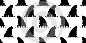 Shark fin seamless pattern  dolphin fish whale scarf isolated repeat wallpaper tile background animal cartoon illustration o