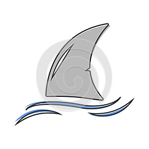 Shark fin vector icon. Fin in the water cartoon style on white isolated background
