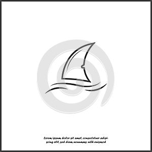 Shark fin vector icon. Fin in the water  on white isolated background