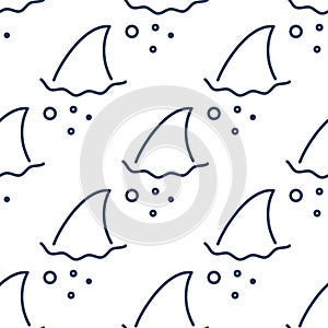 Shark fin in water waves seamless pattern.