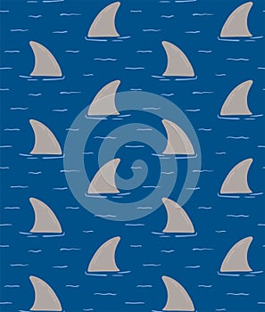 Shark fins simple nautical seamless pattern