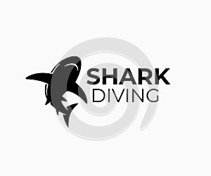 Shark, fish and diving, logo design. Animal, predator, underwater life and aquarium, vector design