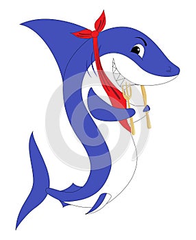 A shark with the fork and knife