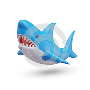 Shark with gaping mouth full of teeth. Terrible inhabitant of sea, ocean