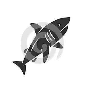 Shark glyph icon. Dangerous ocean predator. Swimming fish. Underwater animal, ocean wildlife. Marine fauna. Wild shark