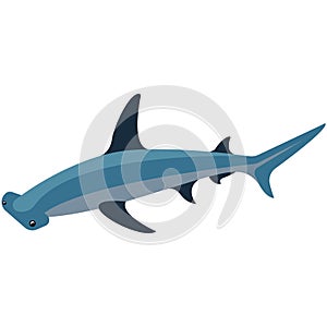 Shark hammer vector, hammerhead fish icon on white