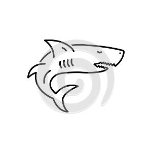Black line icon for Shark, aggressive and danger