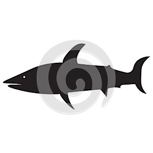 Shark icon. Black silhouette effect. Outline art. Flat design. Information sign. Vector illustration. Stock image.