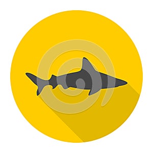 Shark icon with long shadow