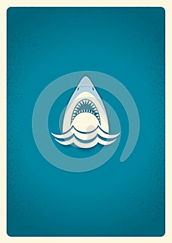 Shark jaws logo.Vector blue symbol illustration