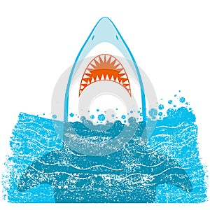 Shark jaws.Vector blue background illustration