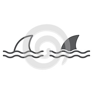 Shark line and glyph icon, ocean and predator, dangerous fish sign vector graphics, a linear icon on a white background