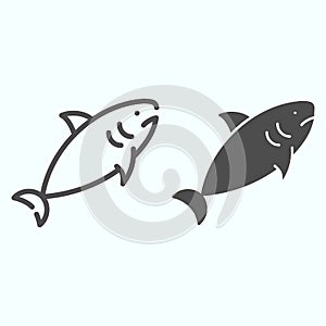 Shark line and solid icon. Sea predator illustration isolated on white. Shark logo outline style design, designed for