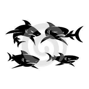 Shark logo Mascot design vector set modern concept template
