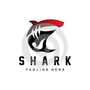 Shark Logo, Wild Fish Vector Illustration, Ocean Predator, Product Brand Design Icon