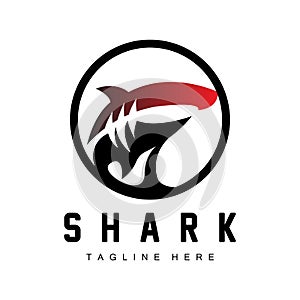 Shark Logo, Wild Fish Vector Illustration, Ocean Predator, Product Brand Design Icon