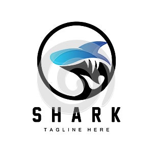 Shark Logo, Wild Fish Vector Illustration, Ocean Predator, Product Brand Design Icon