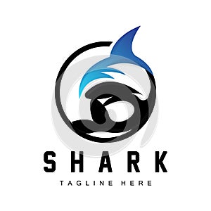 Shark Logo, Wild Fish Vector Illustration, Ocean Predator, Product Brand Design Icon