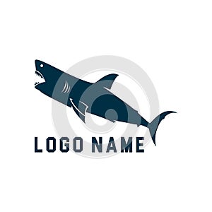 Shark minimalist silhouette logo design. Shark silhouette vector illustration with white background