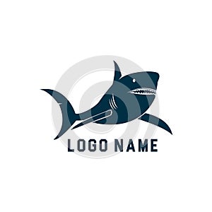 Shark minimalist silhouette logo design. Shark silhouette vector illustration with white background