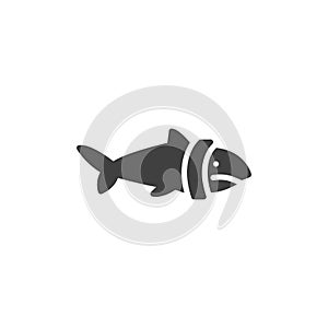 Shark and plastic waste vector icon