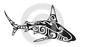 Shark polynesian tattoo, vector