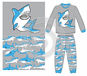 shark print pyjama set vector art