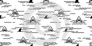 Shark Seamless Pattern fin dolphin fish ocean isolated wallpaper background white