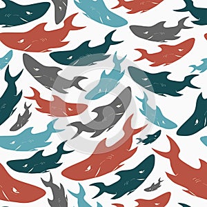 Shark seamlesss pattern. Vector illustration