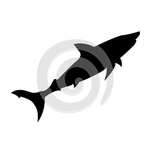 Shark silhouette. Shark black sign isolated on white background. Shark Vector illustration