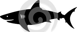 Shark solid black silhouette vector illustration Illustration