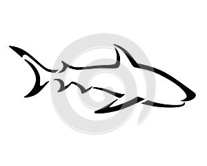 Shark - stylized vector sign for logo or pictogram. Shark - a predatory ocean dweller - elegant, stylish icon. Corporate identity