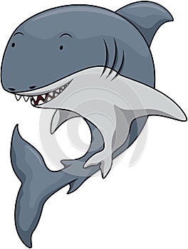 Shark Swimming Cartoon Color Illustration