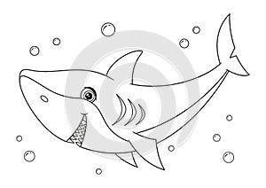 Shark swims coloring page