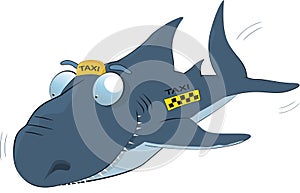 Shark of a taxi. Cartoon